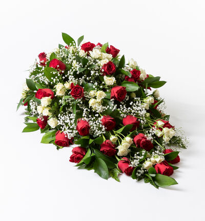 Båredekorasjon i rødt og hvitt 75 cm Båredekorasjon i rødt og hvitt 75 cm